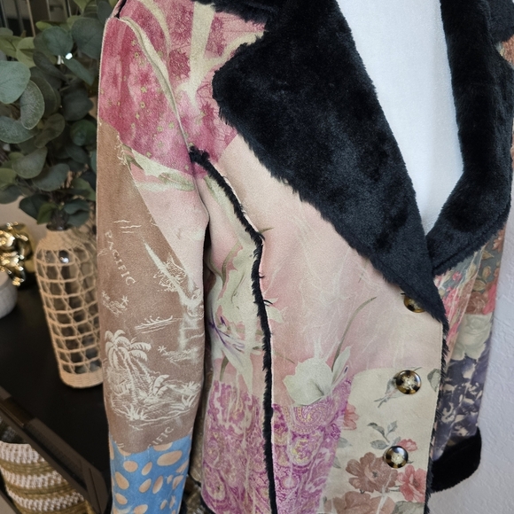 Weavz  Vintage Y2k Faux Suede Fur Multi Jacket North Style Boho S/M - Picture 2 of 7